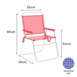 Gepolsterte Campingstuhl Marbueno Koralle 52 x 80 x 56 cm