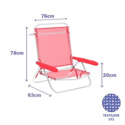 Gepolsterte Campingstuhl Marbueno Koralle 63 x 76 x 78 cm