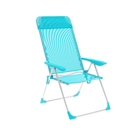 Marbueno Chaise Pliante 5 Positions Aluminium avec Coussin Turquoise Plage et Piscine 69X58X110 cm 10311