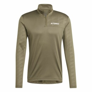 Sweat sans capuche homme Adidas Mt Half Zi Ls Marron
