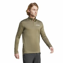 Sweat sans capuche homme Adidas Mt Half Zi Ls Marron