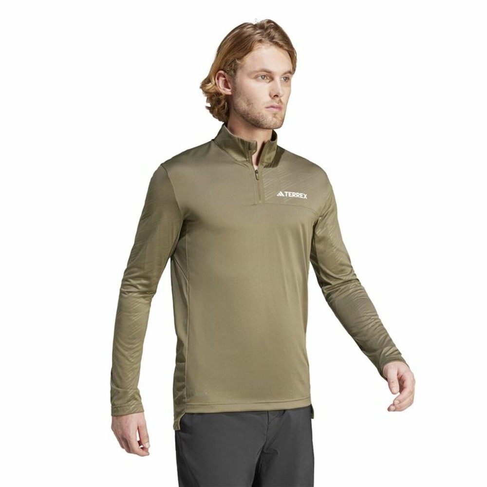 Sweat sans capuche homme Adidas Mt Half Zi Ls Marron