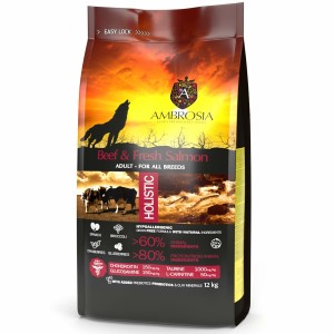 Futter Ambrosia Wołowina i Świeży Łosoś Erwachsener Ochs Lachsfarben 12,7 KG 12 kg