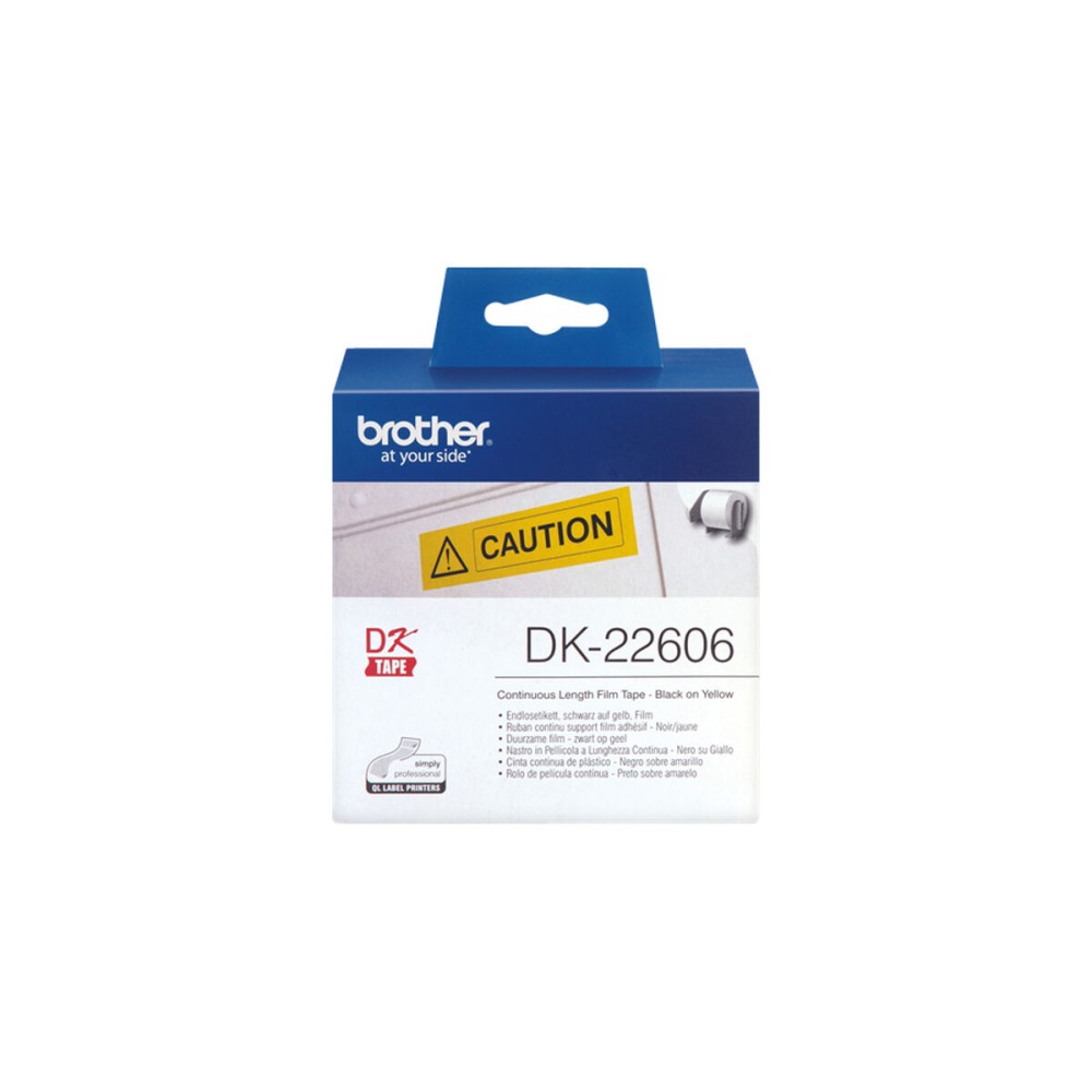 Ruban Laminé pour Etiqueteuses Brother DK-22606 Noir/Jaune 62 mm x 15,24 m