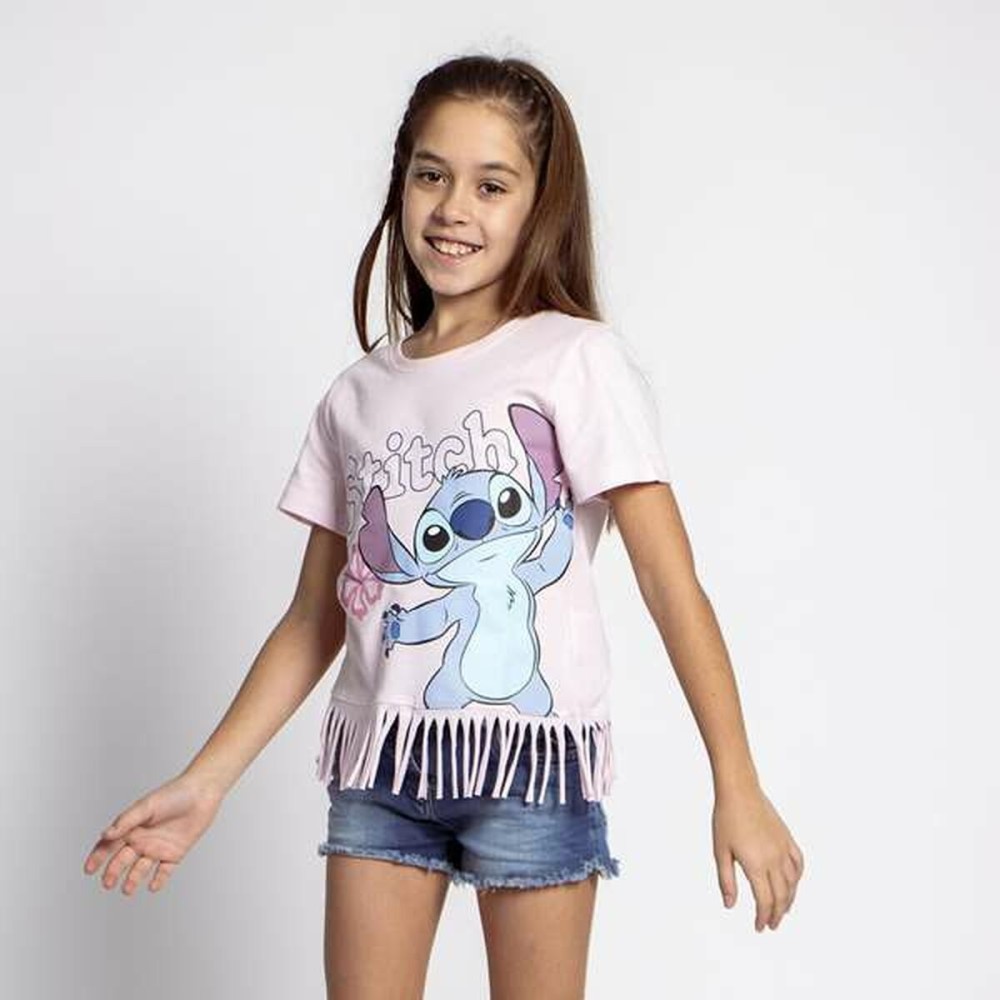 Kurzarm-T-Shirt für Kinder Stitch Blau Rosa
