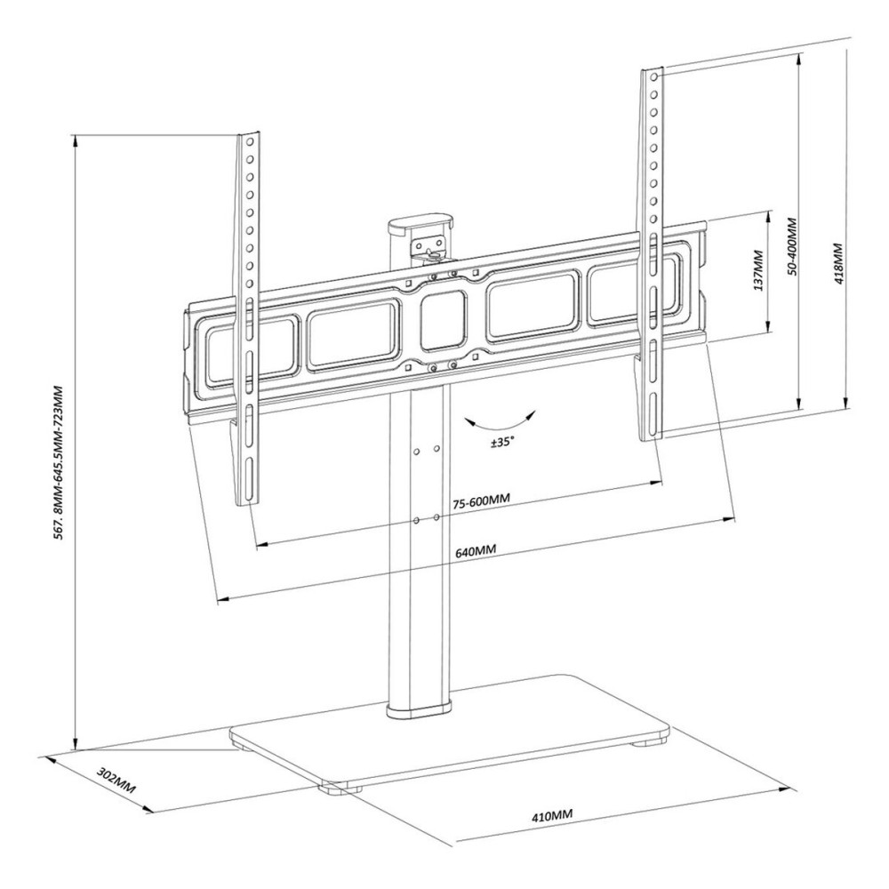 Support TV au sol MacLean MC-386 75" 40 kg