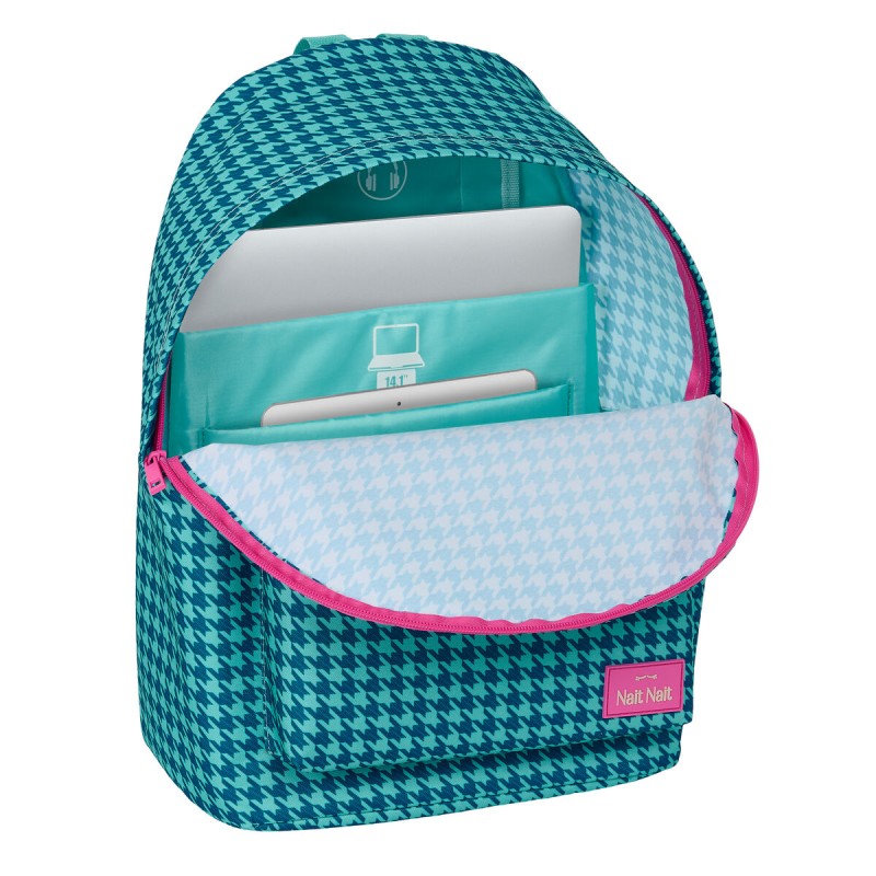 Laptop Backpack Nait Nait Pata de gallo verde Green 31 x 41 x 16 cm