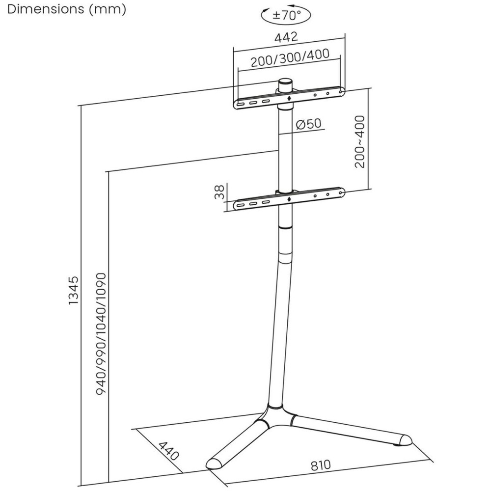 Support TV au sol MacLean MC-494 70" 40 kg