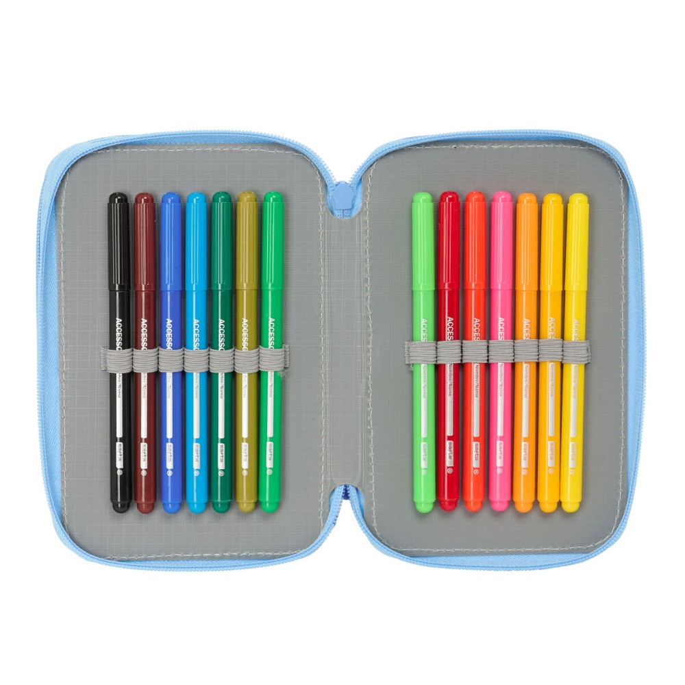 Triple Pencil Case Bluey Let's play Blue 12,5 x 19,5 x 5,5 cm 37 Pieces
