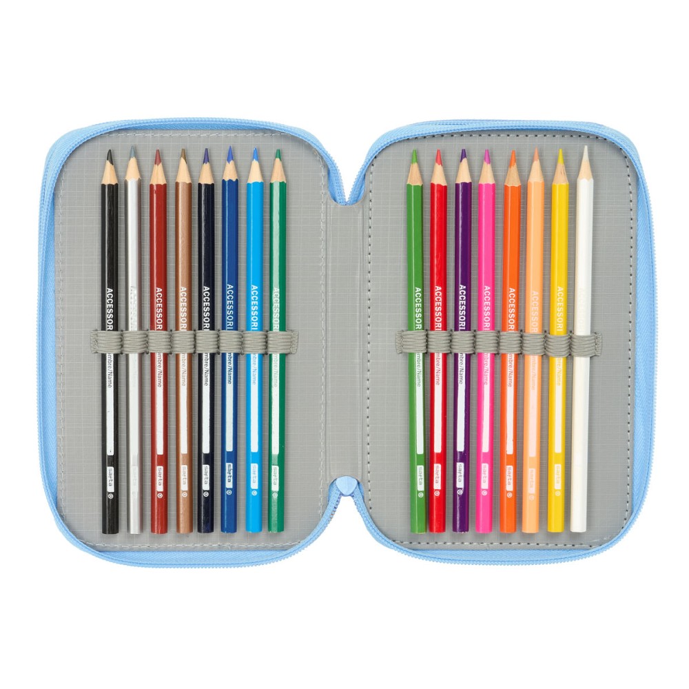 Pochette à crayons triple Bluey Let's play Bleu 12,5 x 19,5 x 5,5 cm 37 Pièces