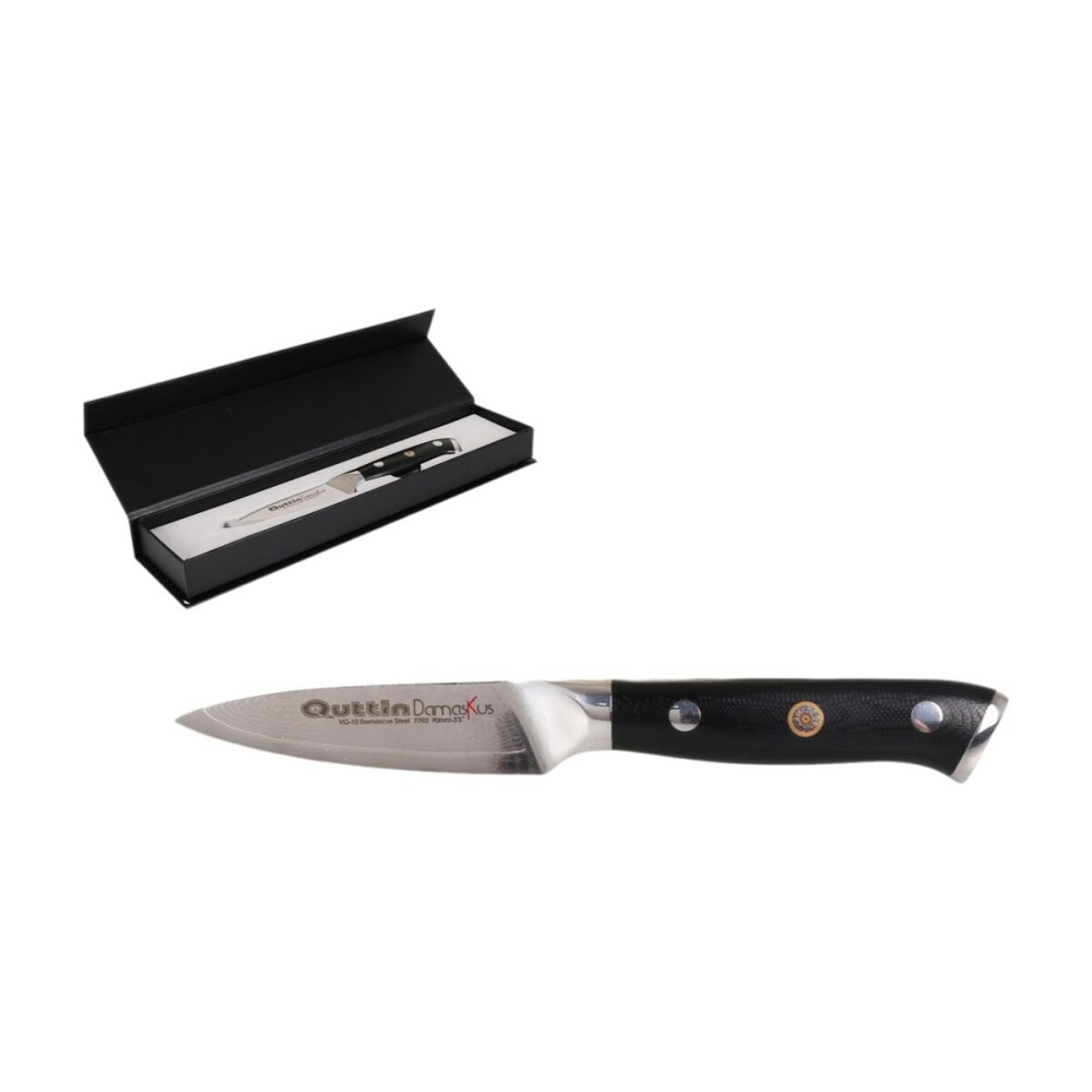 Schälmesser Quttin Damaskus Schwarz Silberfarben Edelstahl 9 cm (2 Stück)