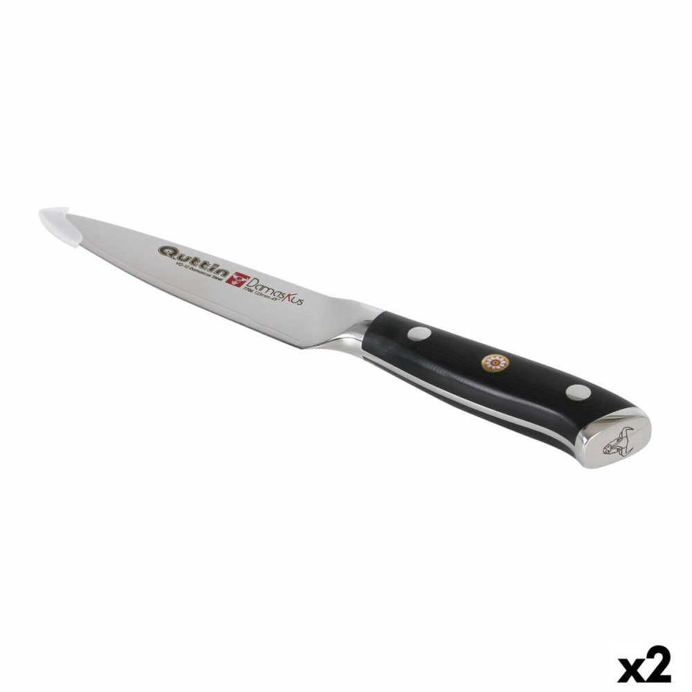 Küchenmesser Quttin Damaskus Schwarz Silberfarben 12 cm (2 Stück)