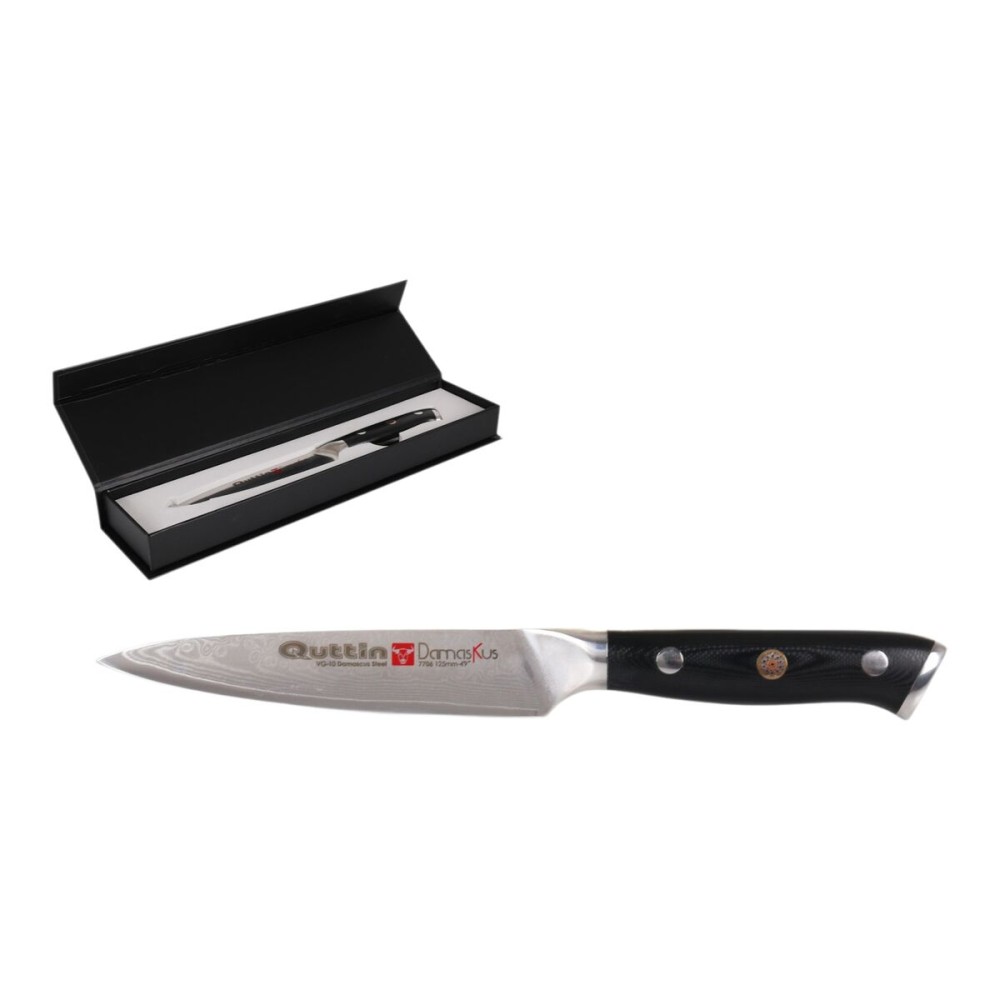 Küchenmesser Quttin Damaskus Schwarz Silberfarben 12 cm (2 Stück)