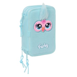 Pochette à crayons triple Furby Bleu 12,5 x 19,5 x 5,5 cm 37 Pièces