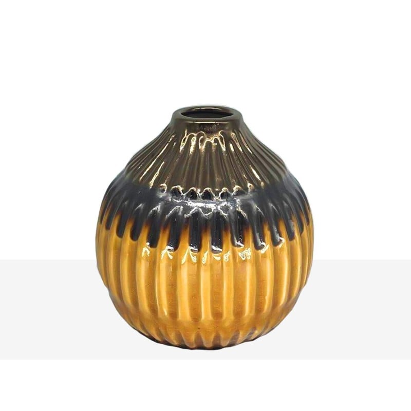 Vase Romimex Mustard Ceramic 16 x 16 x 16 cm