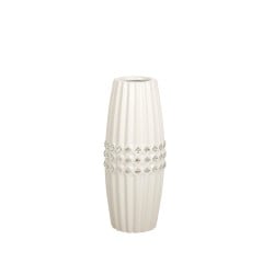 Vase Romimex White Silver Ceramic 10 x 25 x 10 cm