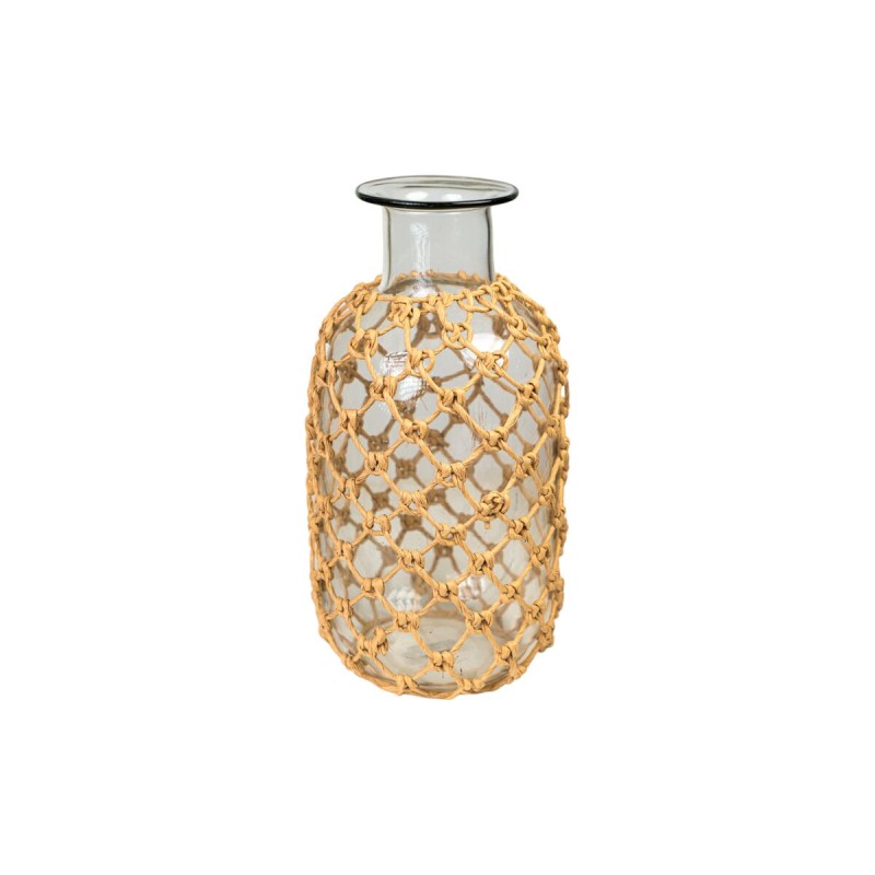 Bottle Romimex Brown Transparent Glass Rope 18 x 34 x 18 cm