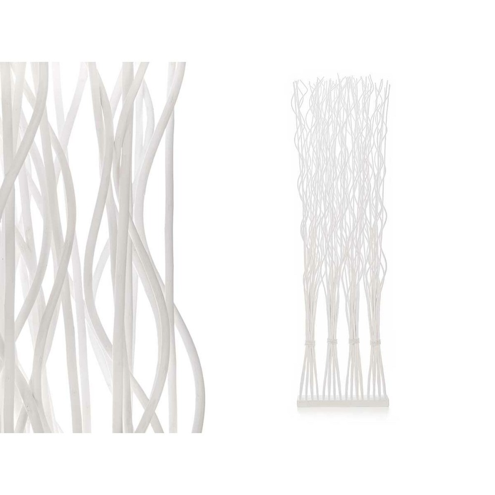 Paravent MJ84091-B Blanc Bois de saule 50 x 182 x 13 cm 4 Bouquets