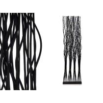 Paravent MJ84091-N Noir Bois de saule 50 x 182 x 13 cm 4 Bouquets