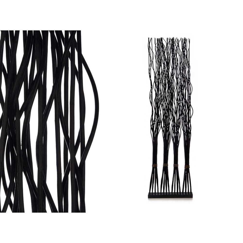 Paravent MJ84091-N Noir Bois de saule 50 x 182 x 13 cm 4 Bouquets