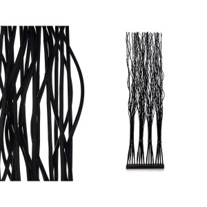 Paravent MJ84091-N Noir Bois de saule 50 x 182 x 13 cm 4 Bouquets