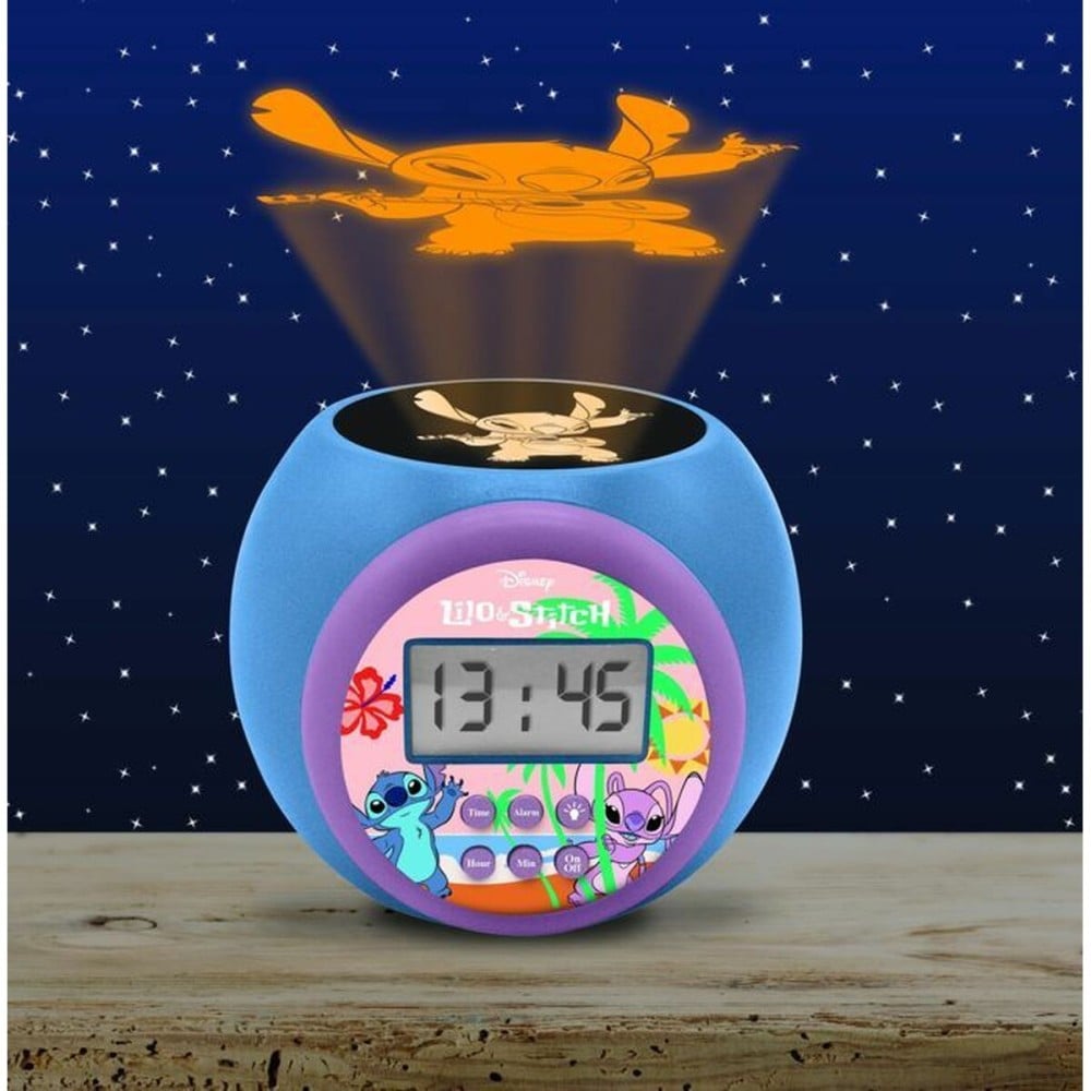 Radio Alarm Clock with LCD Projector Lexibook Stitch Blue Multicolour