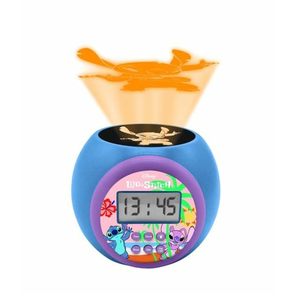 Radio Alarm Clock with LCD Projector Lexibook Stitch Blue Multicolour