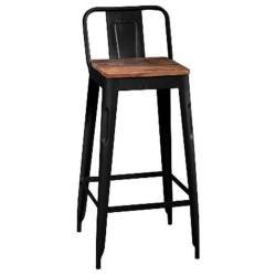 Stool Home ESPRIT Black Wood Metal 41 x 38 x 96 cm