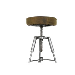 Tabouret Home ESPRIT Marron Argenté Cuir Métal 39 x 39 x 57 cm