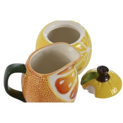 Milk jug and sugar bowl Home ESPRIT Yellow Orange Stoneware 12 x 8,4 x 11 cm 2 Pieces (12 Units)