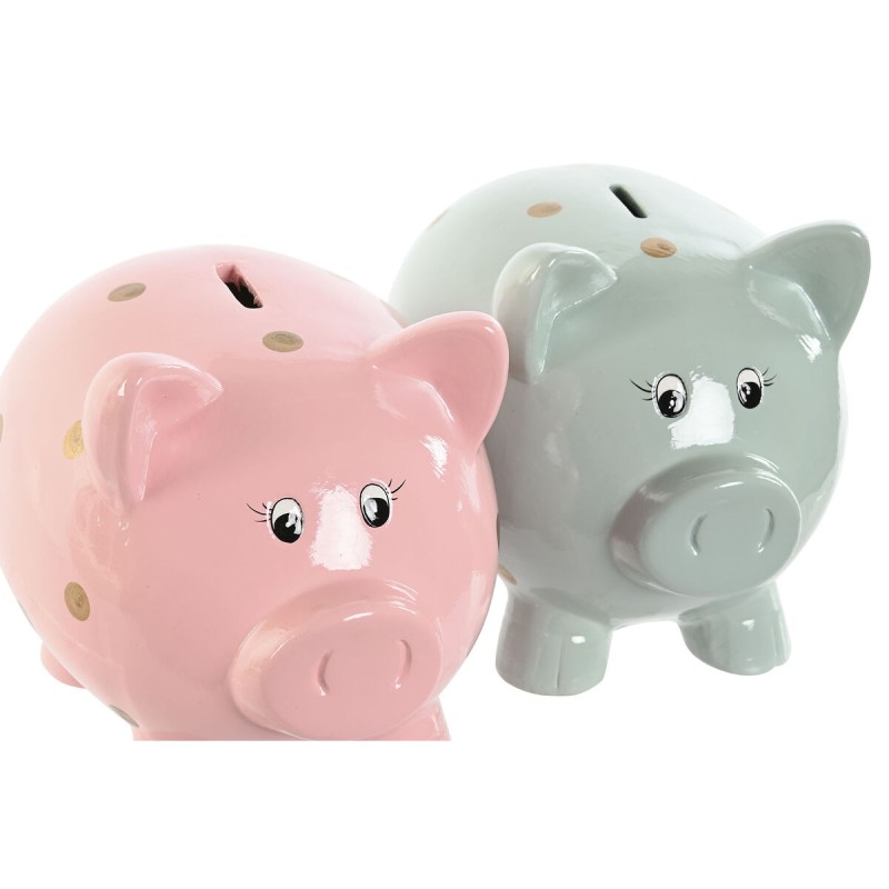 Money box Home ESPRIT Dolomite Pig 22 x 15,5 x 17,5 cm (2 Units)