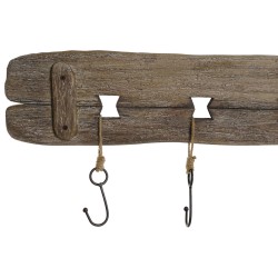 Wall mounted coat hanger Home ESPRIT Natural Metal Paolownia wood 99 x 3 x 31 cm