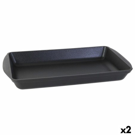 Serving Platter Inde Cast Iron Black 50 x 30 x 6,5 cm (2 Units)