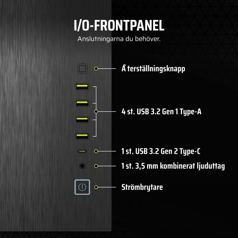 ATX Semi-Tower Gehäuse Corsair CC-9011283-WW Schwarz Bunt Aluminium