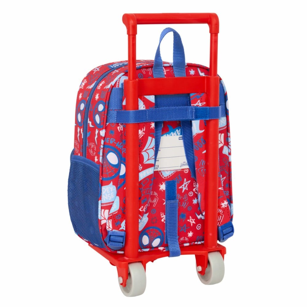School Rucksack with Wheels Spider-Man Rescue Blue Red 22 x 27 x 10 cm