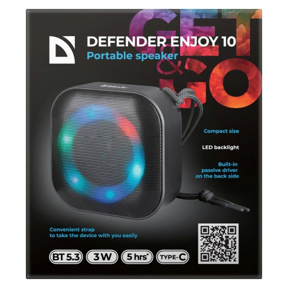 Haut-parleurs bluetooth portables Defender 65009 Noir 3 W
