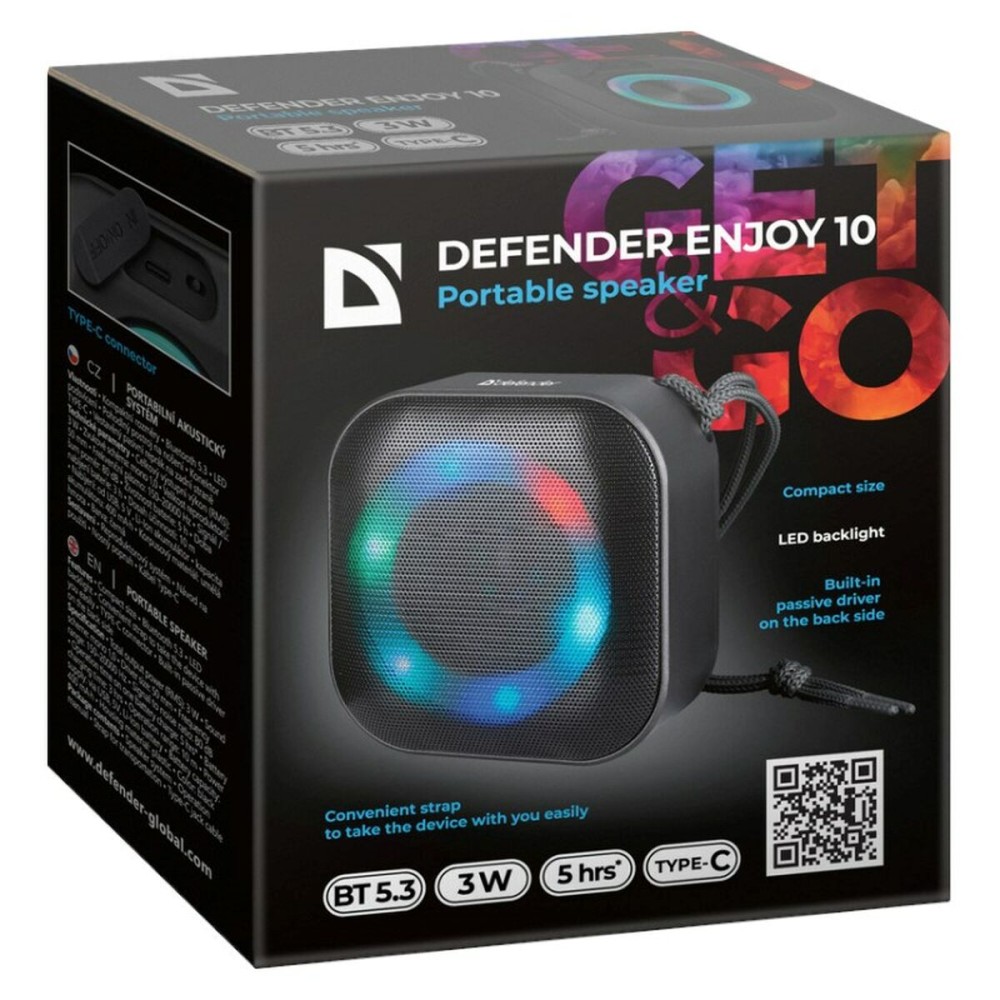 Haut-parleurs bluetooth portables Defender 65009 Noir 3 W