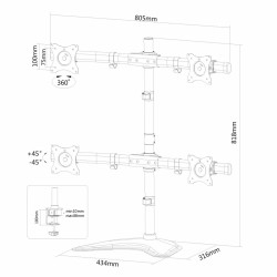 Bildschirm-Träger für den Tisch Neomounts NM-D335D4BLACK 8 kg