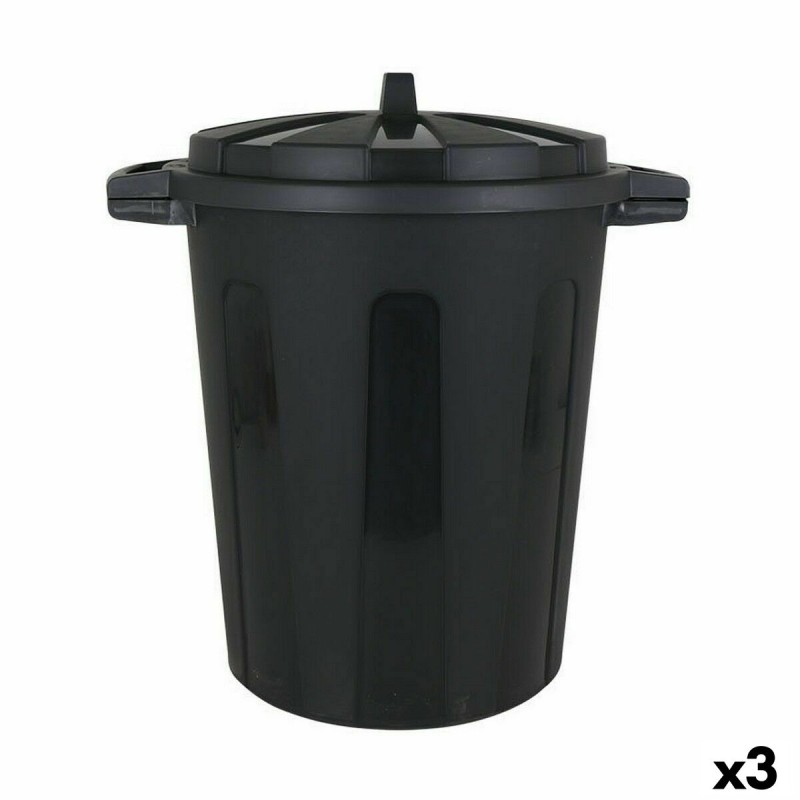 Rubbish Bin Dem 100 L Black 64 x 54 x 68 cm (3 Units)