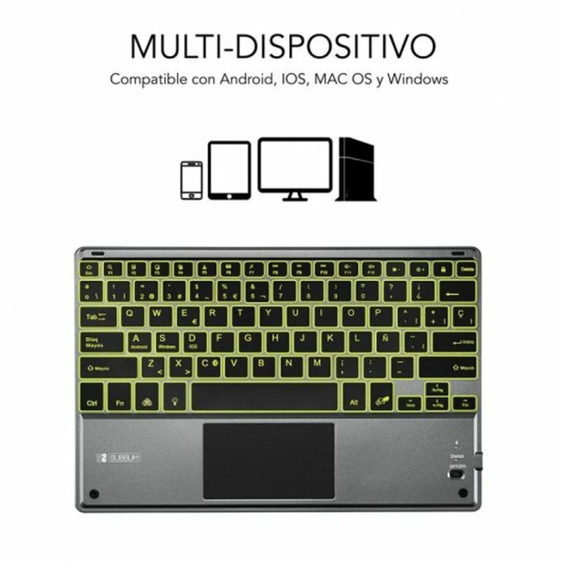 Touchpad mit Tastatur Subblim SUB-KBT-SMBT51 Grau Bunt Qwerty Spanisch QWERTY