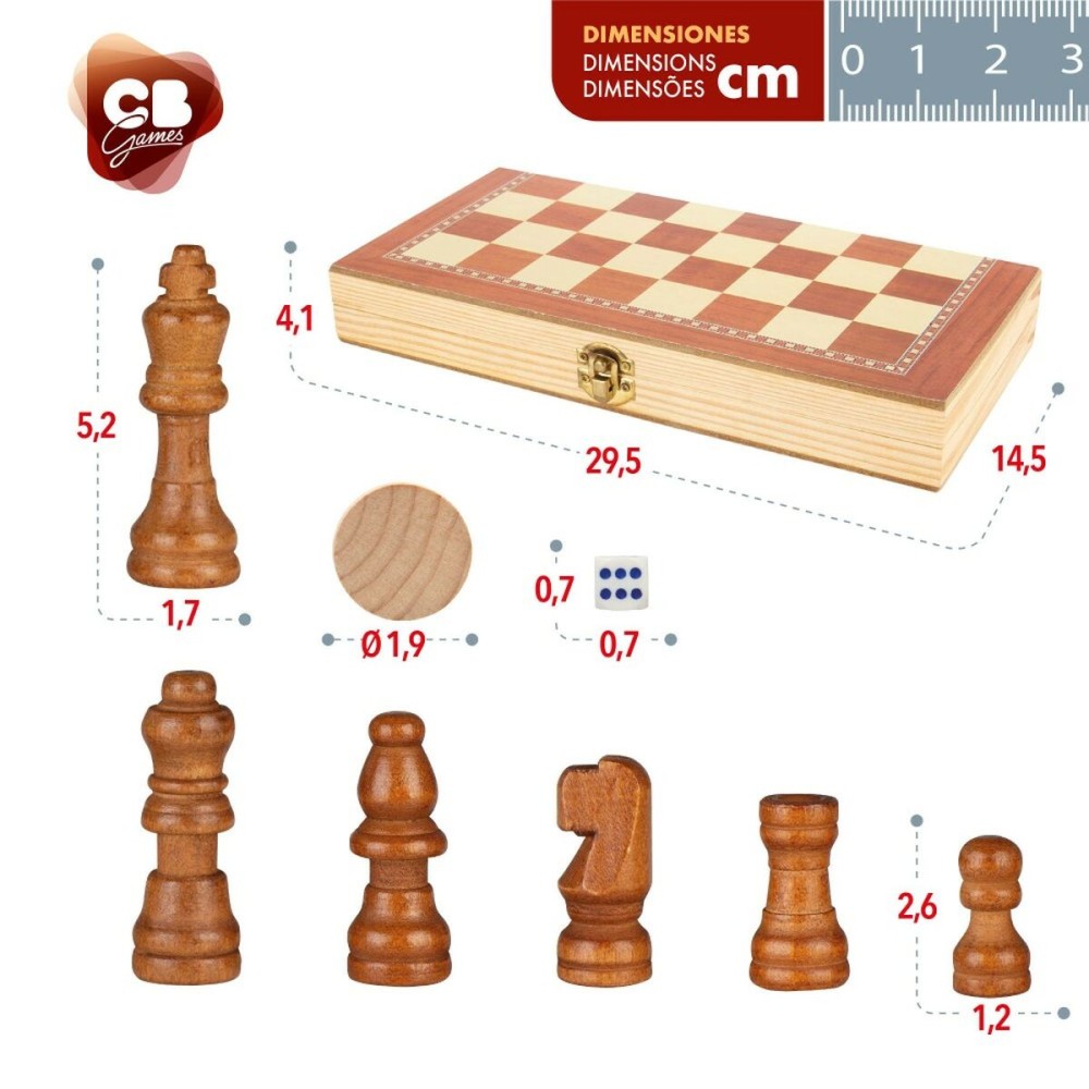 Schach- und Dame-Brett CB Games Holz Backgammon (6 Stück)