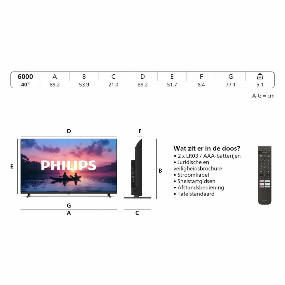 TV intelligente Philips 40PFS6000/12 Full HD 40" LED HDR