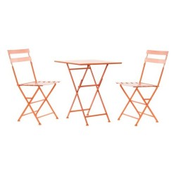 Ensemble Table + 2 Chaises DKD Home Decor MB-177412 Corail 60 x 60 x 75 cm (3 pcs)