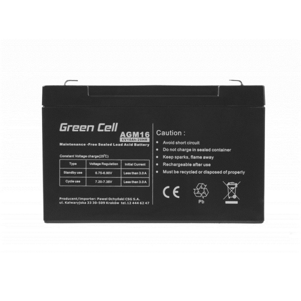 Batterie für Unterbrechungsfreies Stromversorgungssystem USV Green Cell AGM16 10 Ah 6 V