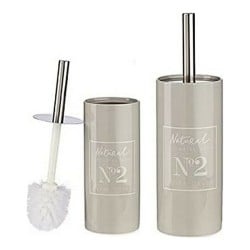 Toilet Brush Natural Grey Metal Ceramic 10 x 31,5 x 10 cm