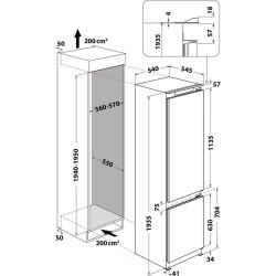 Kühl-Gefrierkombination Whirlpool Corporation ART 9811 SF2 Weiß (193 x 54 cm)