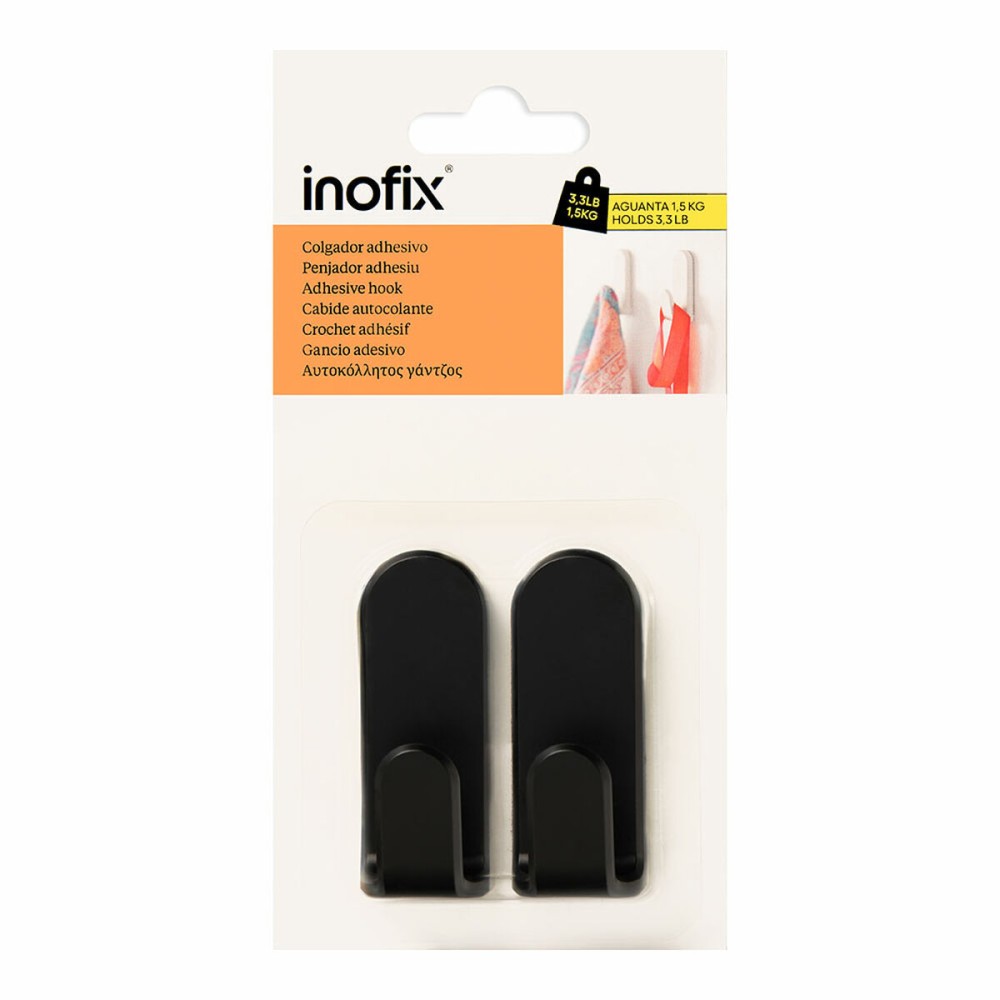 Affichette de poignée de porte Inofix taga Noir 1,5 Kg Adhésif (2 Unités)