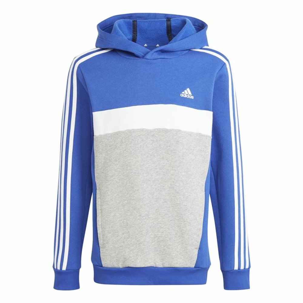 Sweat à capuche unisex Adidas 3S Tib Fl Hd Bleu Gris