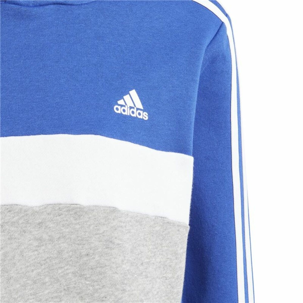 Sweat à capuche unisex Adidas 3S Tib Fl Hd Bleu Gris