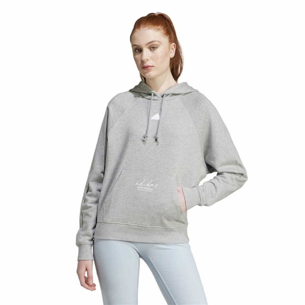 Sweat à capuche homme Adidas Signature Graphic Embroidery French Gris